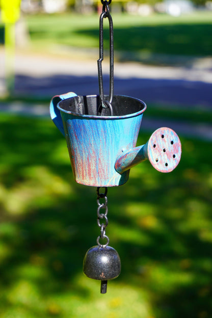 Watering Can Distressed Blue Hanging Ornament - Happy Gardens