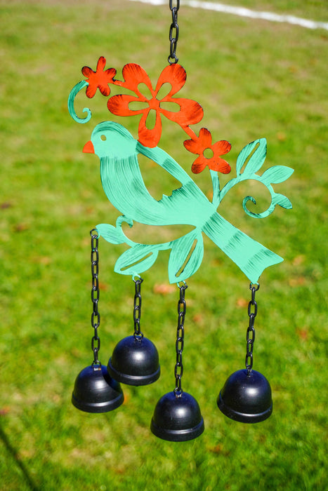 Hanging Bird w/Bells Multicolor Wind Chime - Happy Gardens