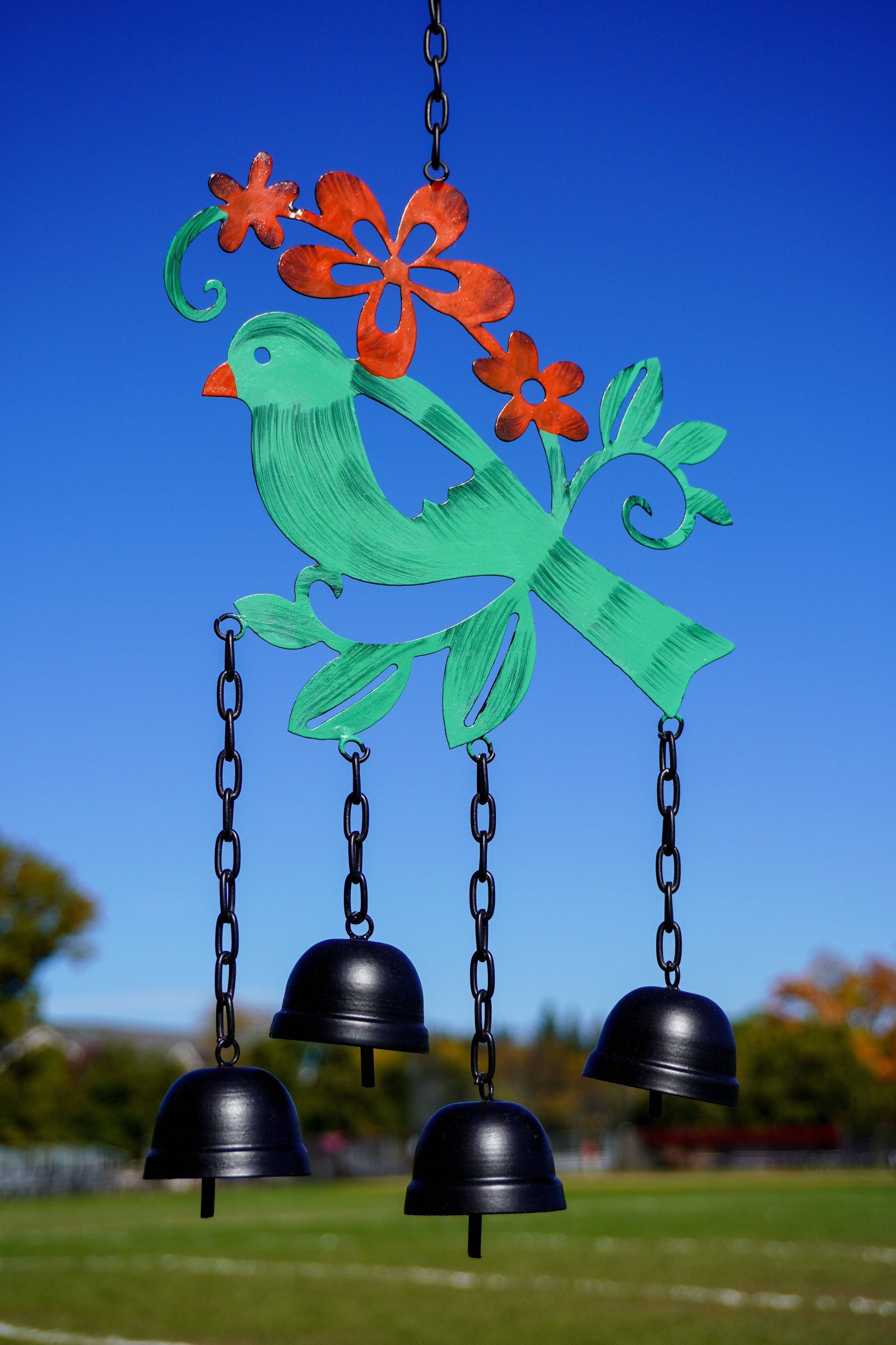 Hanging Bird w/Bells Multicolor Wind Chime - Happy Gardens