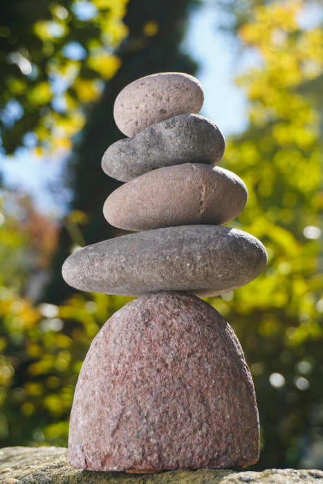 Happy Gardens - 5 Stone Cairn Garden Statue