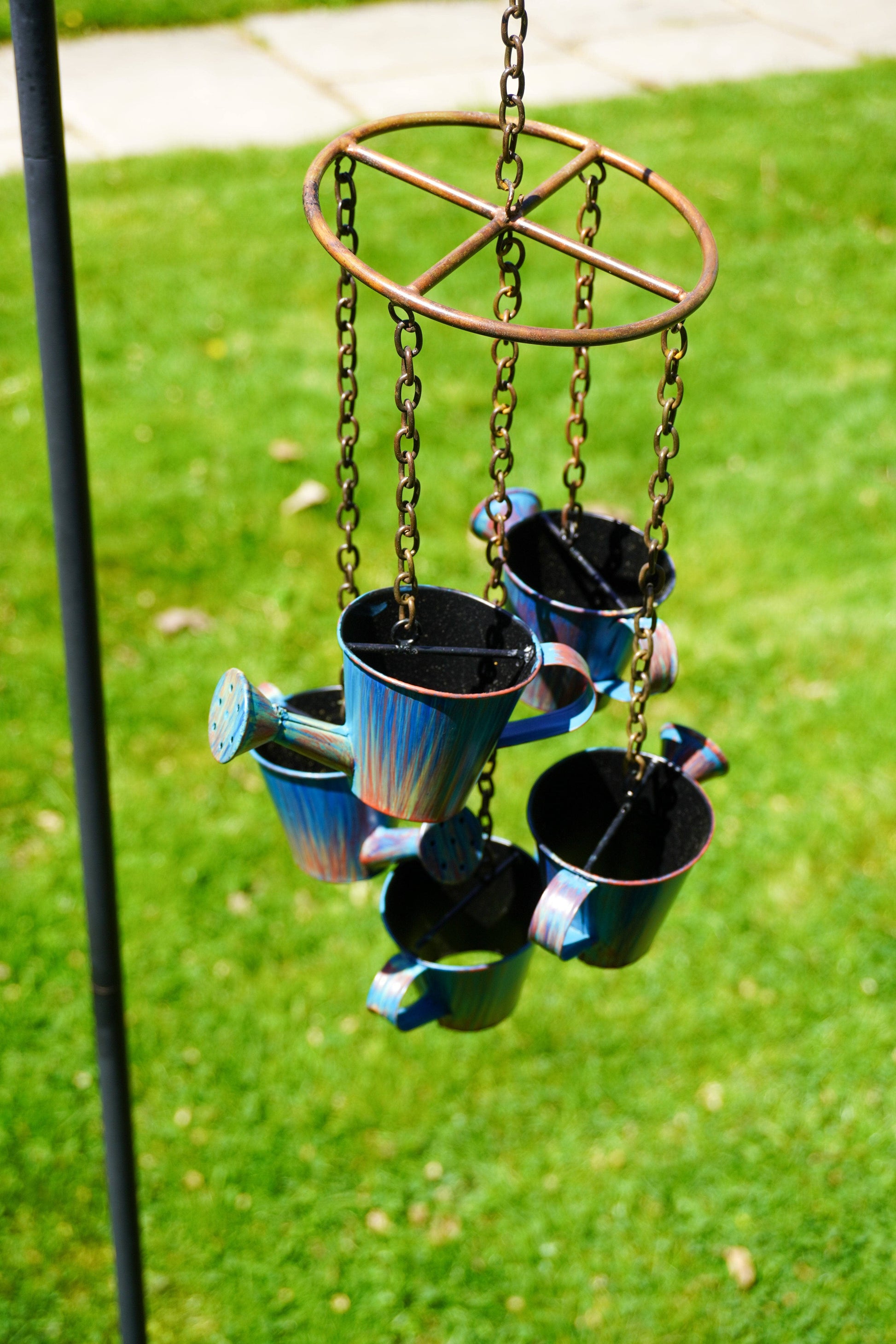 Watering Can Distressed Blue Hanging Mobile - Happy Gardens