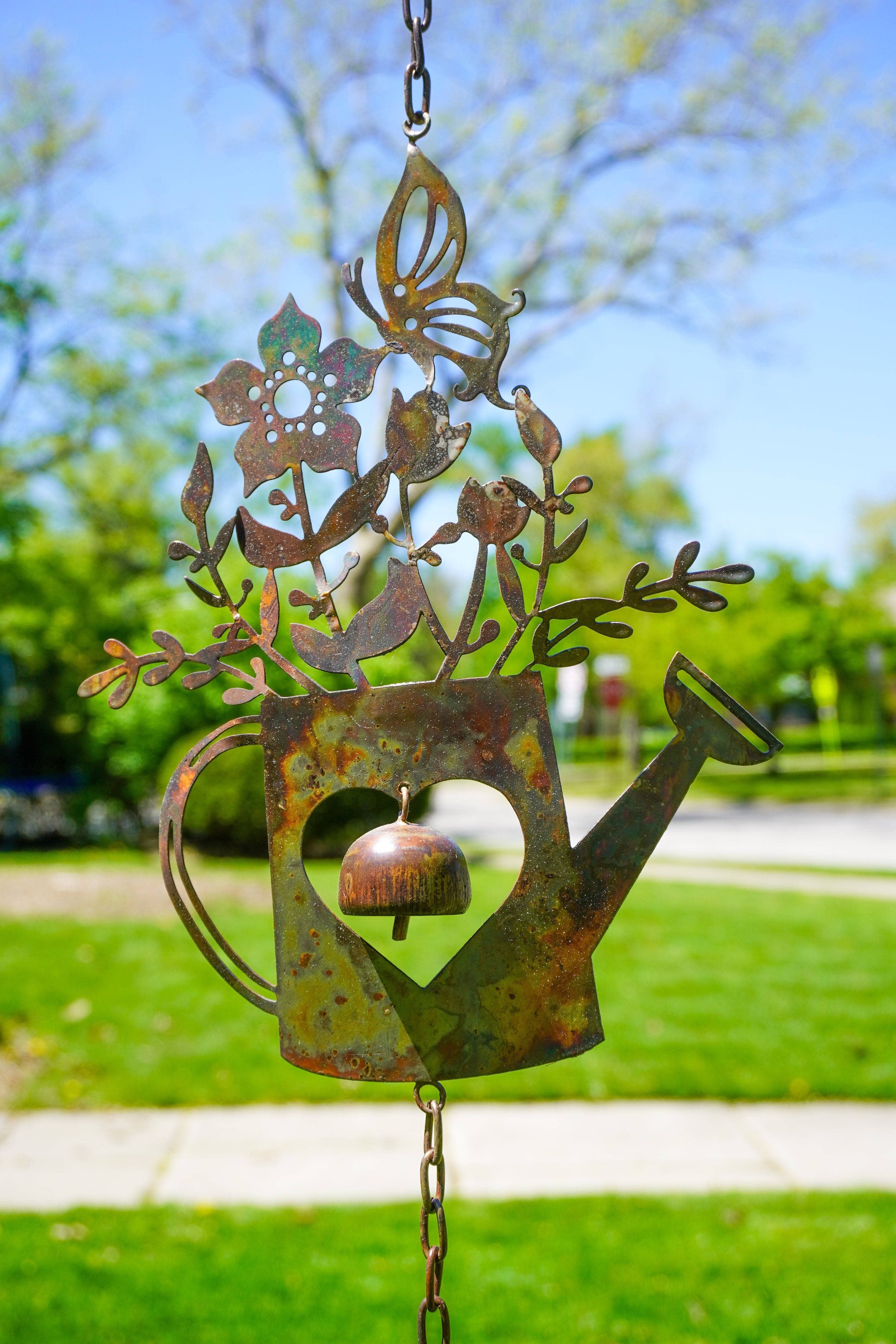 Triple Watering Can Flamed Hanging Ornament - Happy Gardens