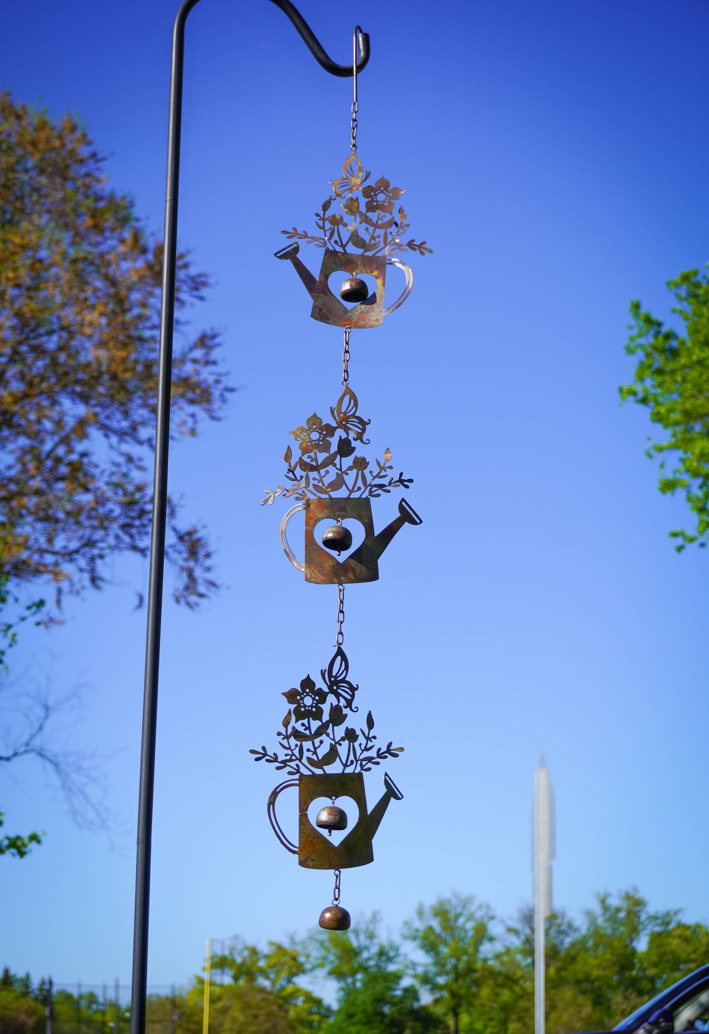 Triple Watering Can Flamed Hanging Ornament - Happy Gardens