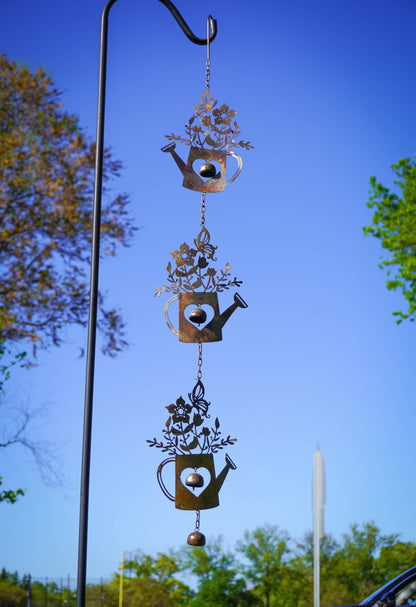 Triple Watering Can Flamed Hanging Ornament - Happy Gardens