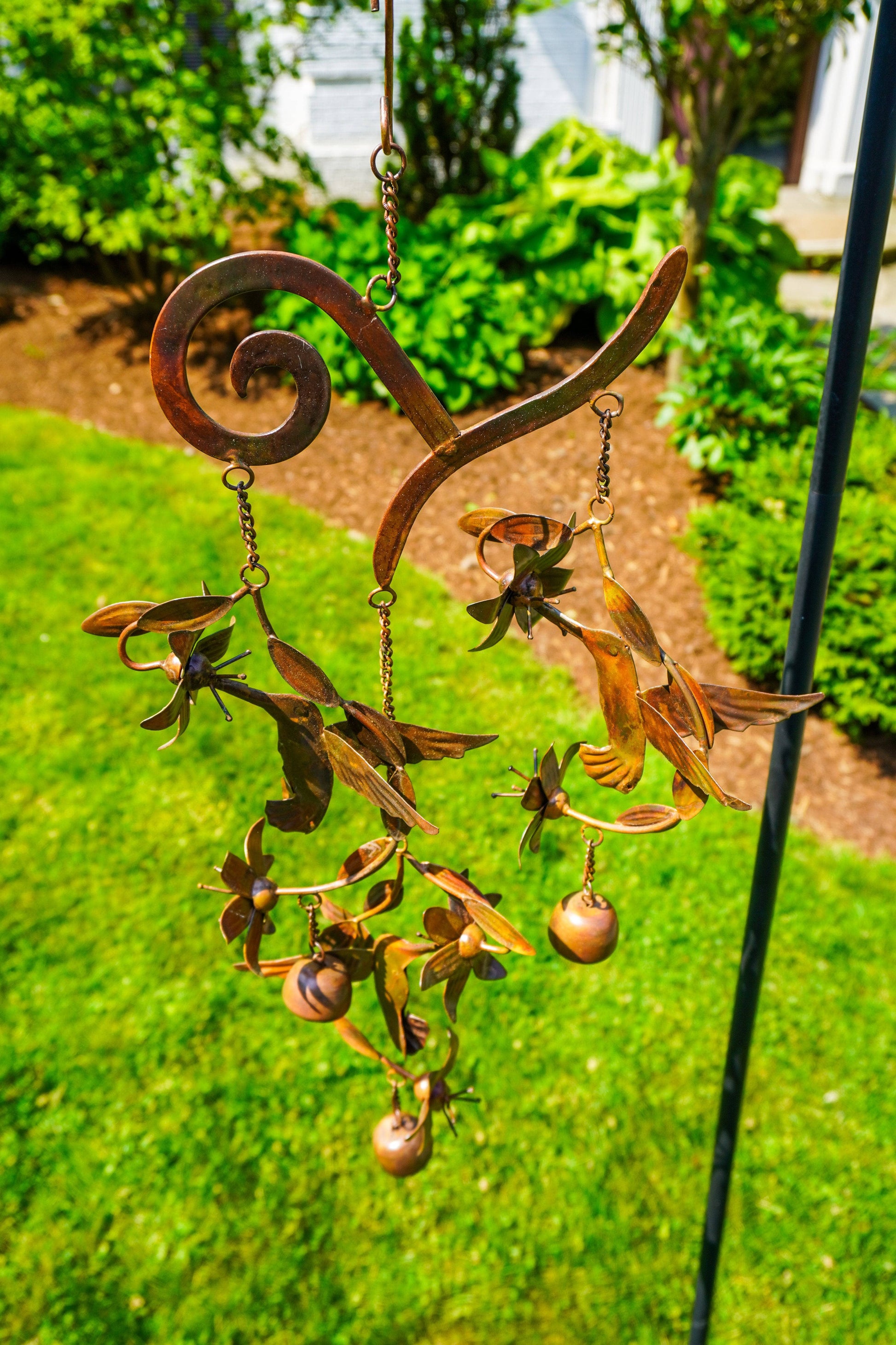 Hummingbirds w/Flowers Flamed Wind Chime - Happy Gardens