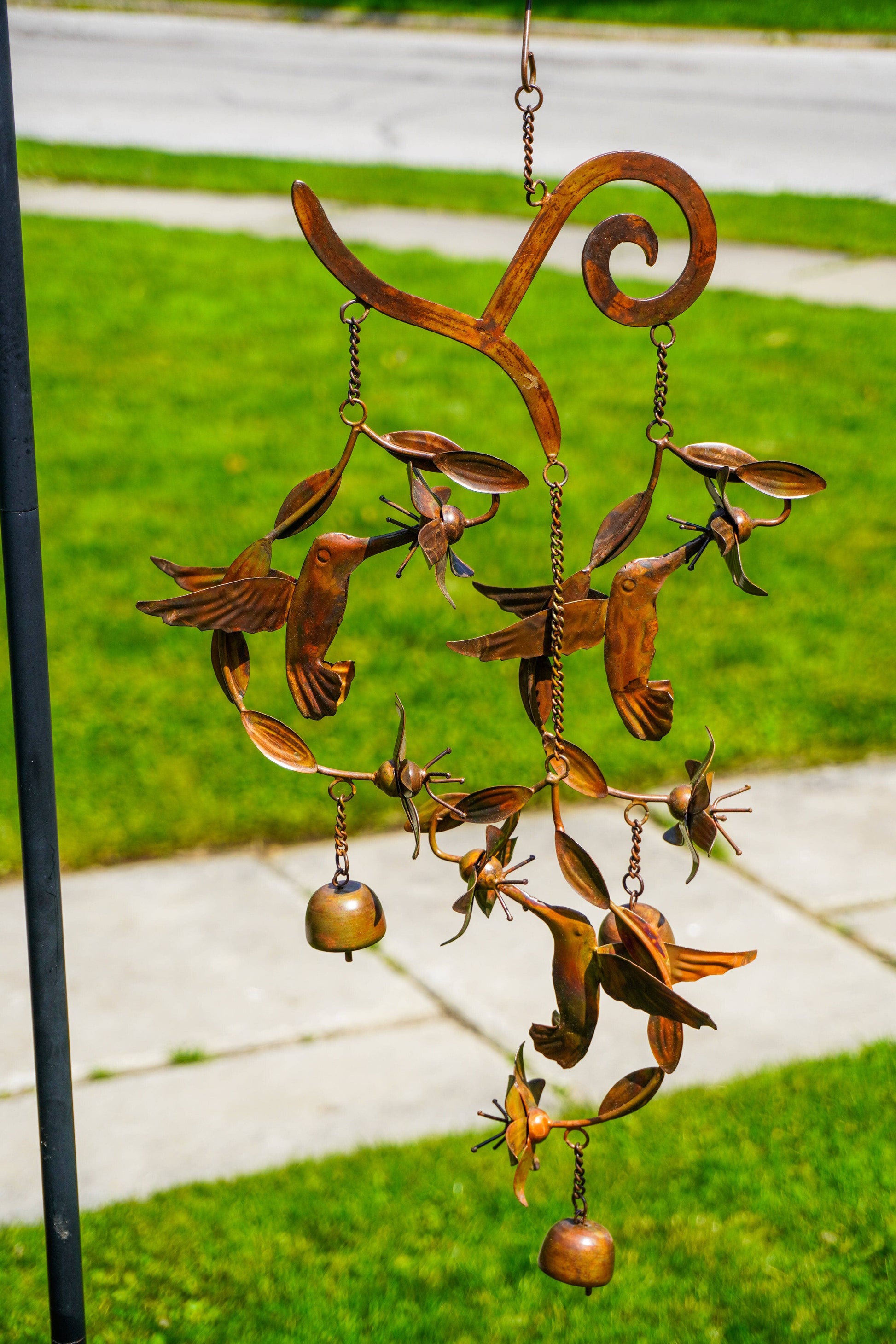 Hummingbirds w/Flowers Flamed Wind Chime - Happy Gardens