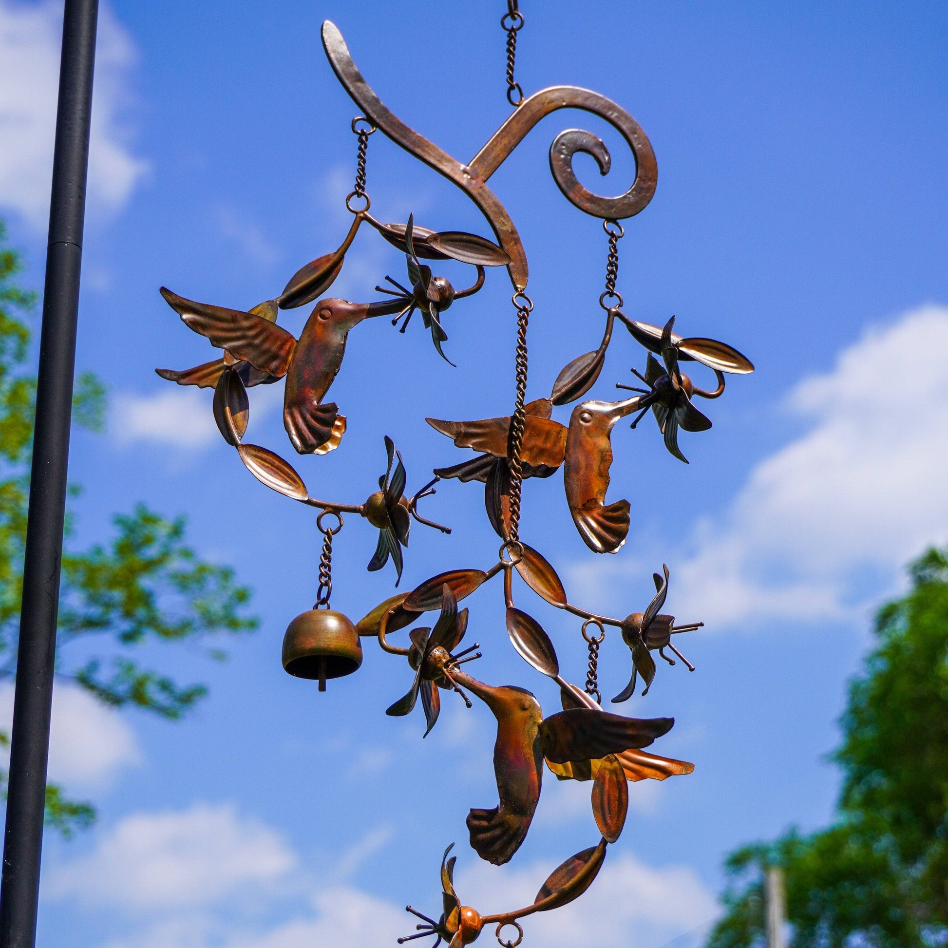 Hummingbirds w/Flowers Flamed Wind Chime - Happy Gardens