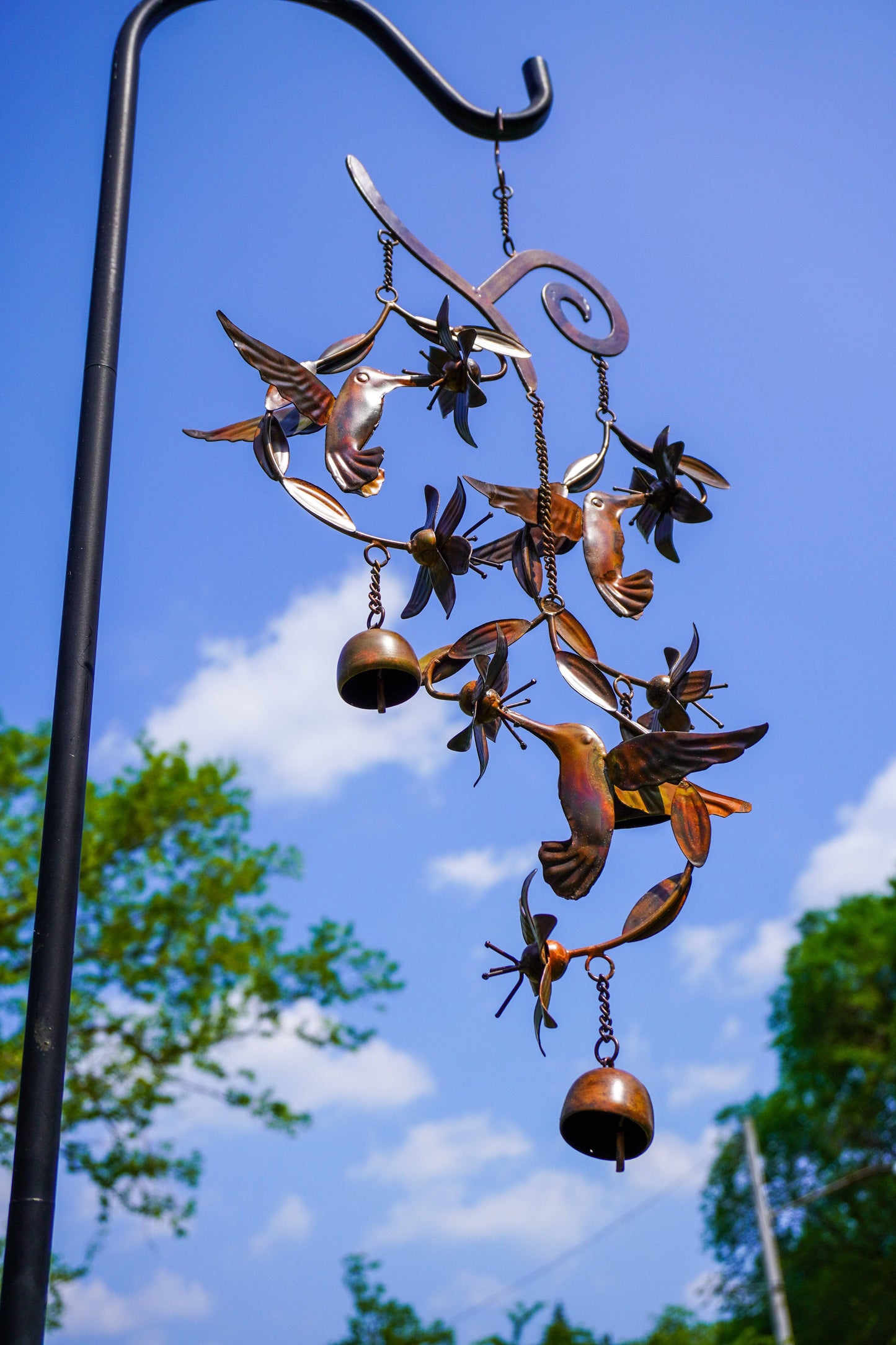 Hummingbirds w/Flowers Flamed Wind Chime - Happy Gardens