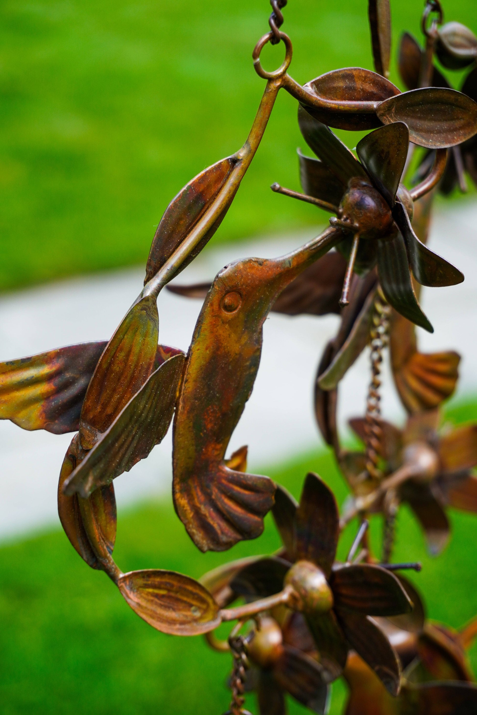 Hummingbirds w/Flowers Flamed Wind Chime - Happy Gardens