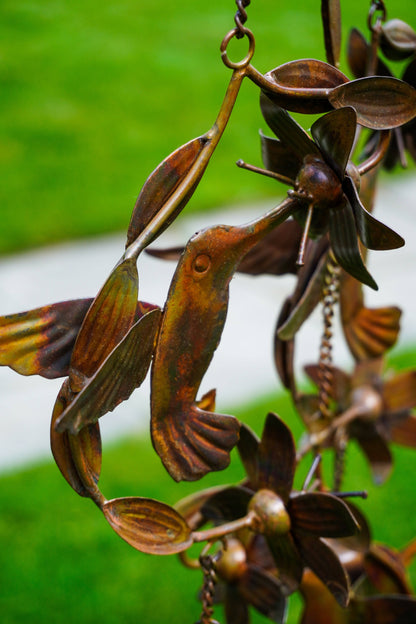 Hummingbirds w/Flowers Flamed Wind Chime - Happy Gardens