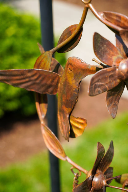 Hummingbirds w/Flowers Flamed Wind Chime - Happy Gardens