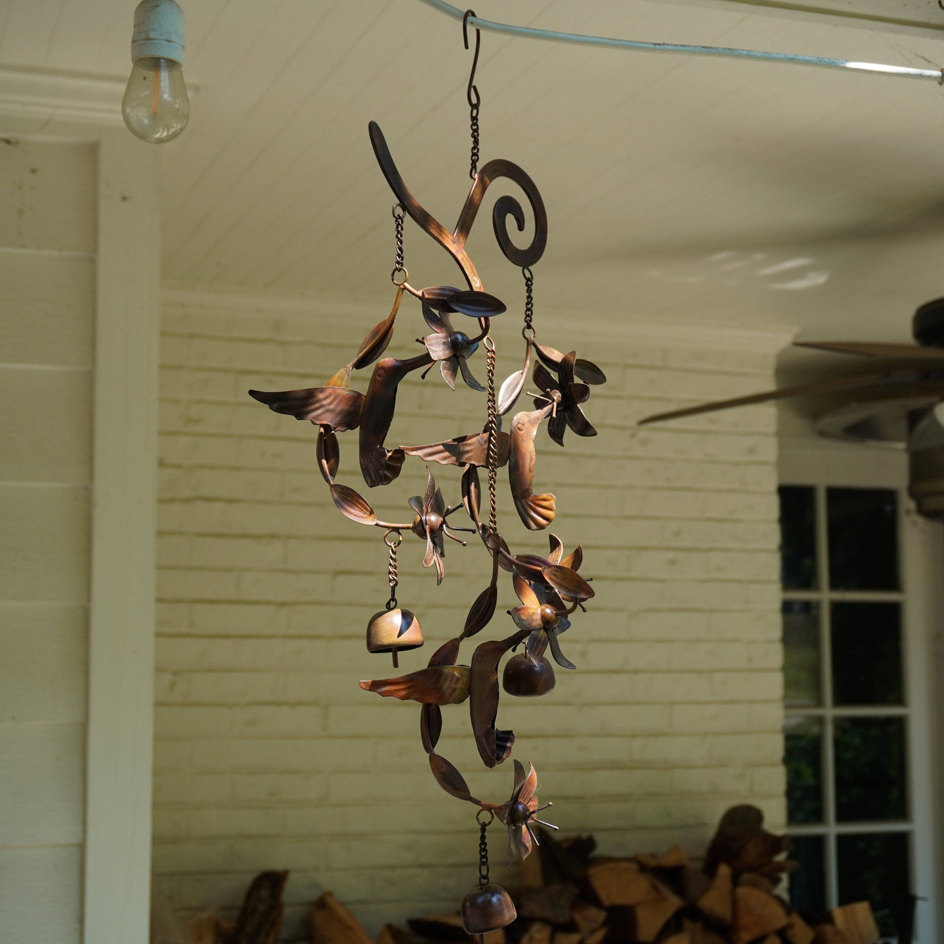 Hummingbirds w/Flowers Flamed Wind Chime - Happy Gardens