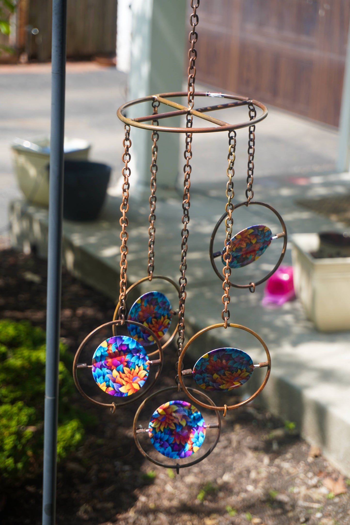 Floral Circle Multicolor Hanging Ornament - Happy Gardens