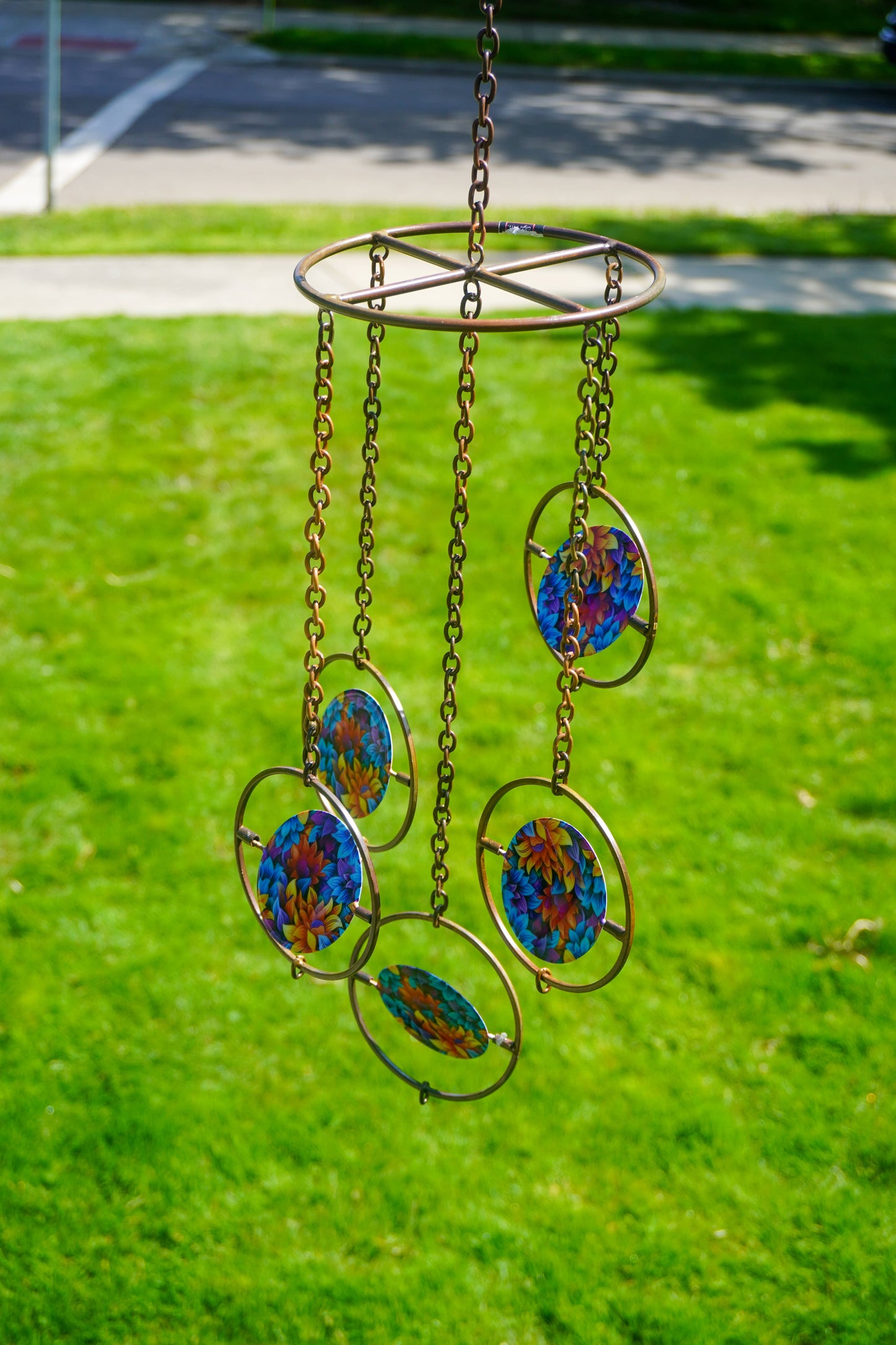 Floral Circle Multicolor Hanging Ornament - Happy Gardens