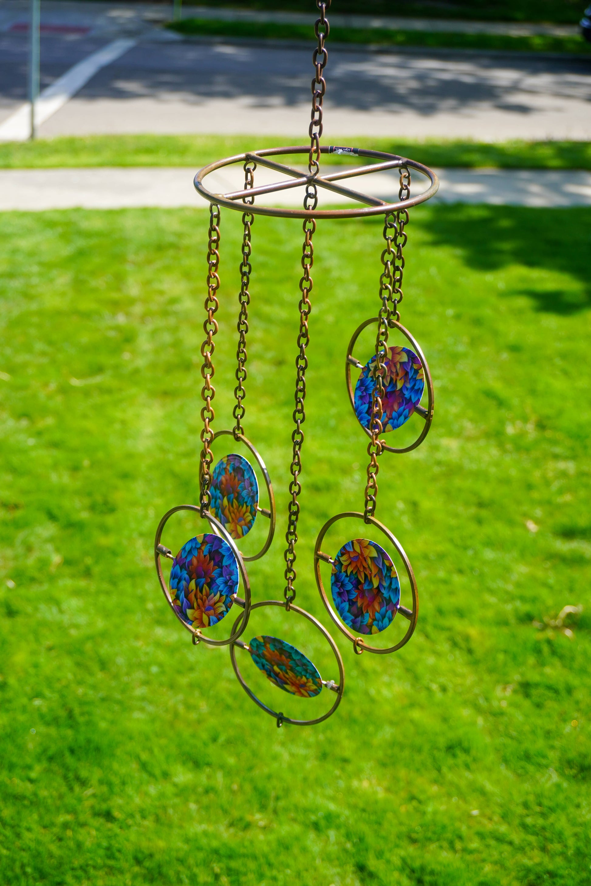 Floral Circle Multicolor Hanging Ornament - Happy Gardens