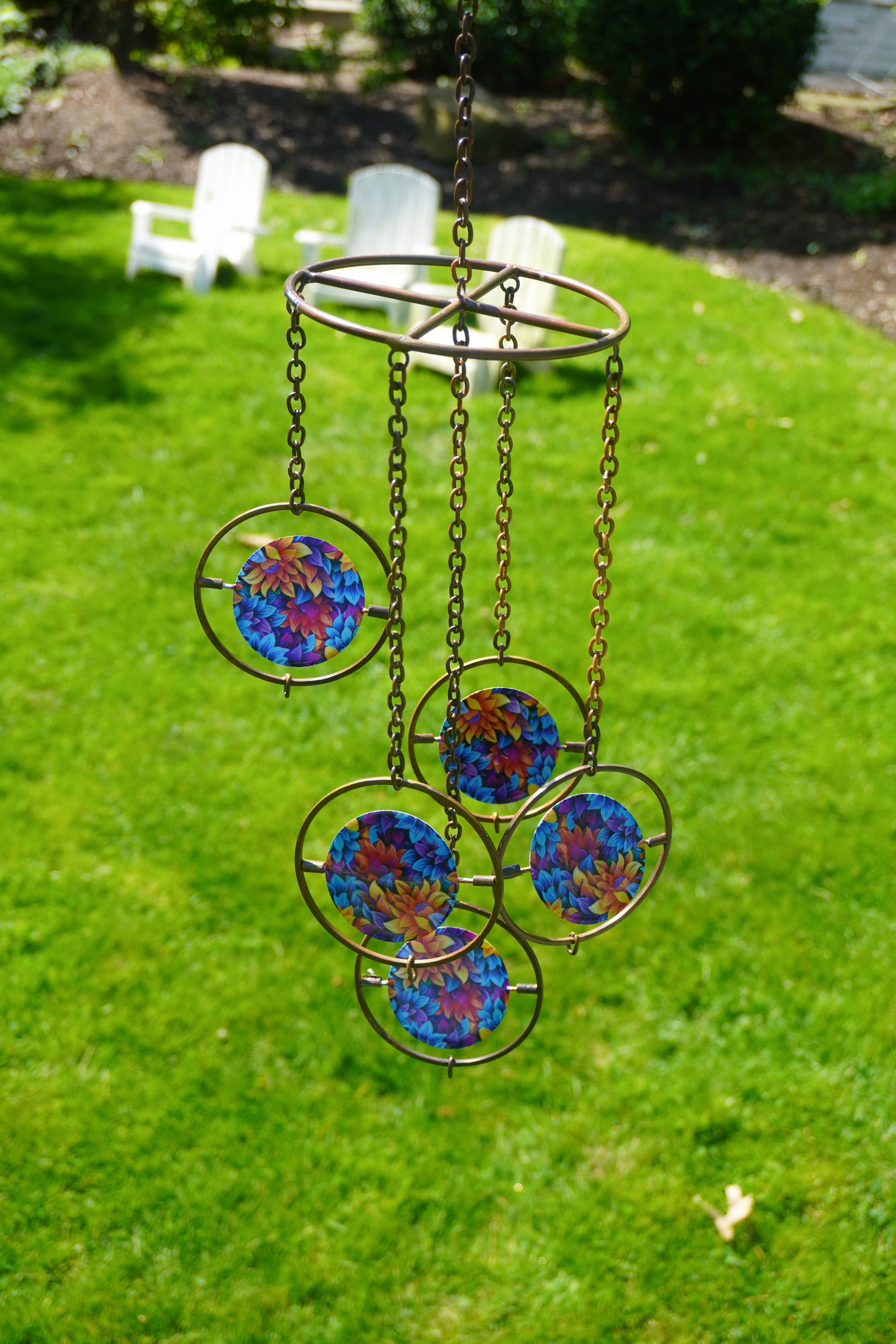 Floral Circle Multicolor Hanging Ornament - Happy Gardens
