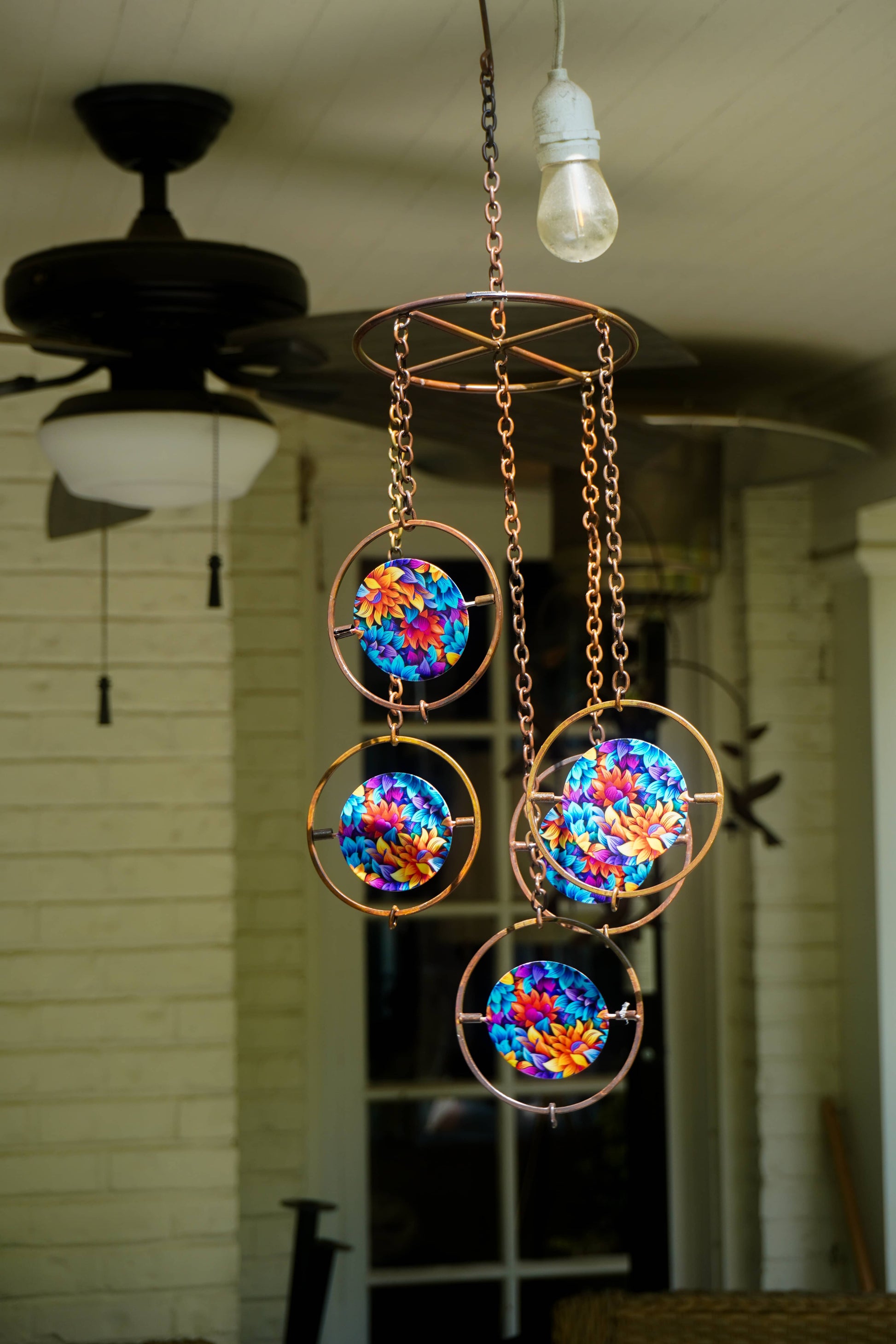 Floral Circle Multicolor Hanging Ornament - Happy Gardens