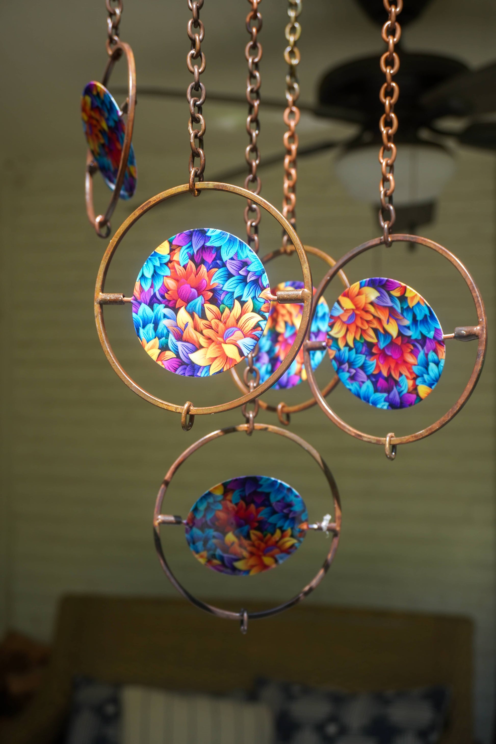 Floral Circle Multicolor Hanging Ornament - Happy Gardens