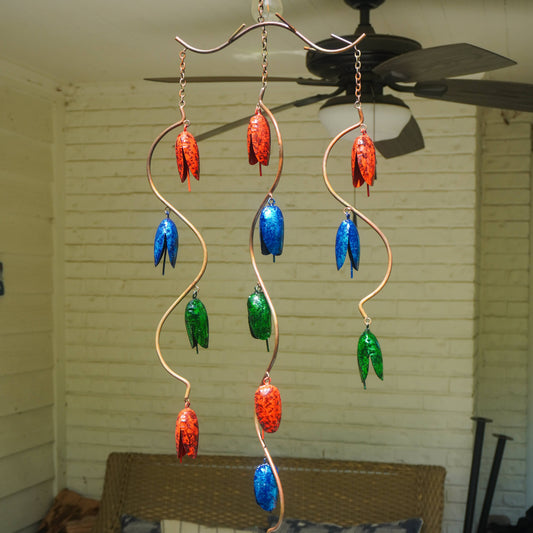 Happy Gardens - Triple Bell Spiral Multicolor Wind Chime