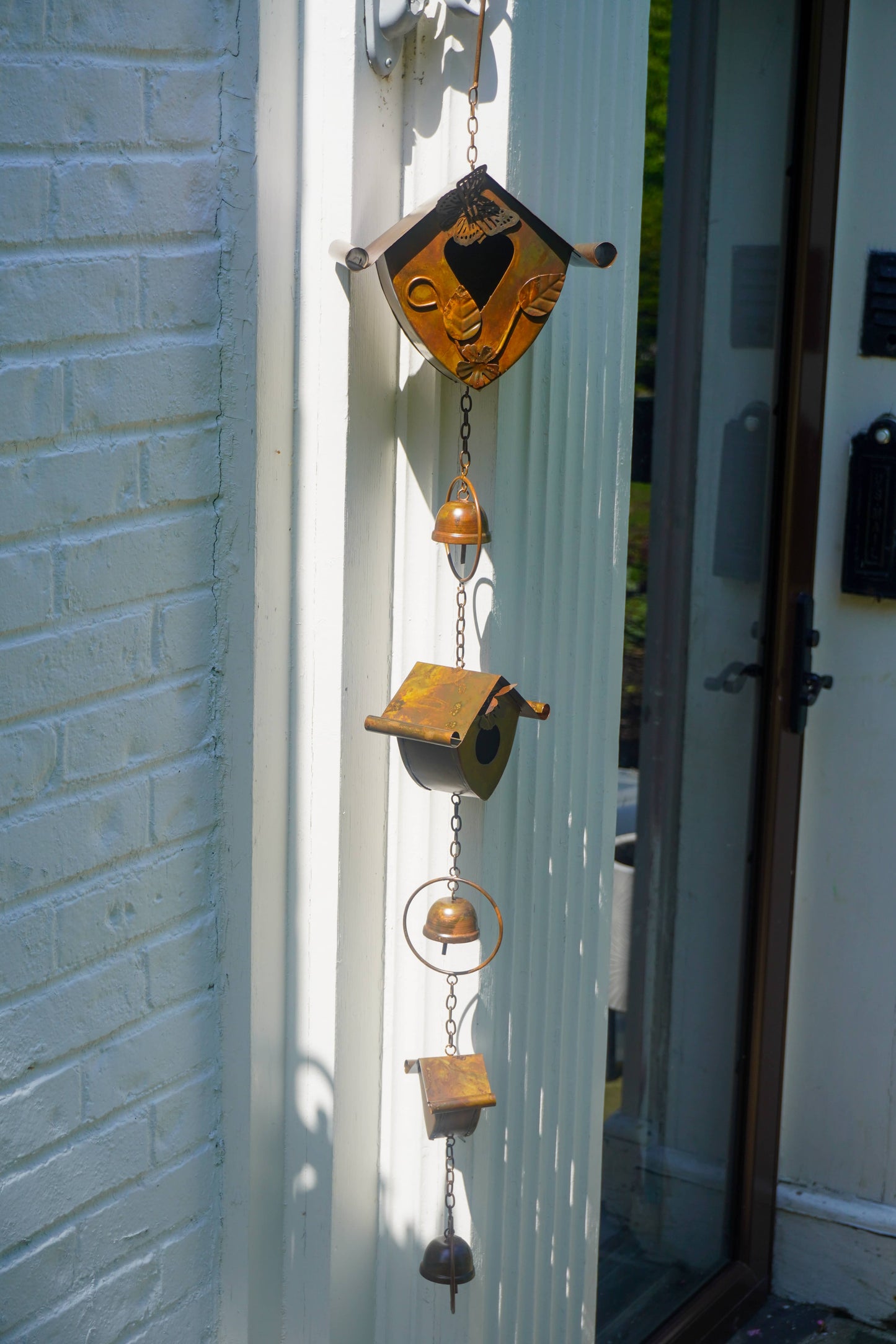 Happy Gardens - Triple Birdhouse and Bells Hanging Ornament
