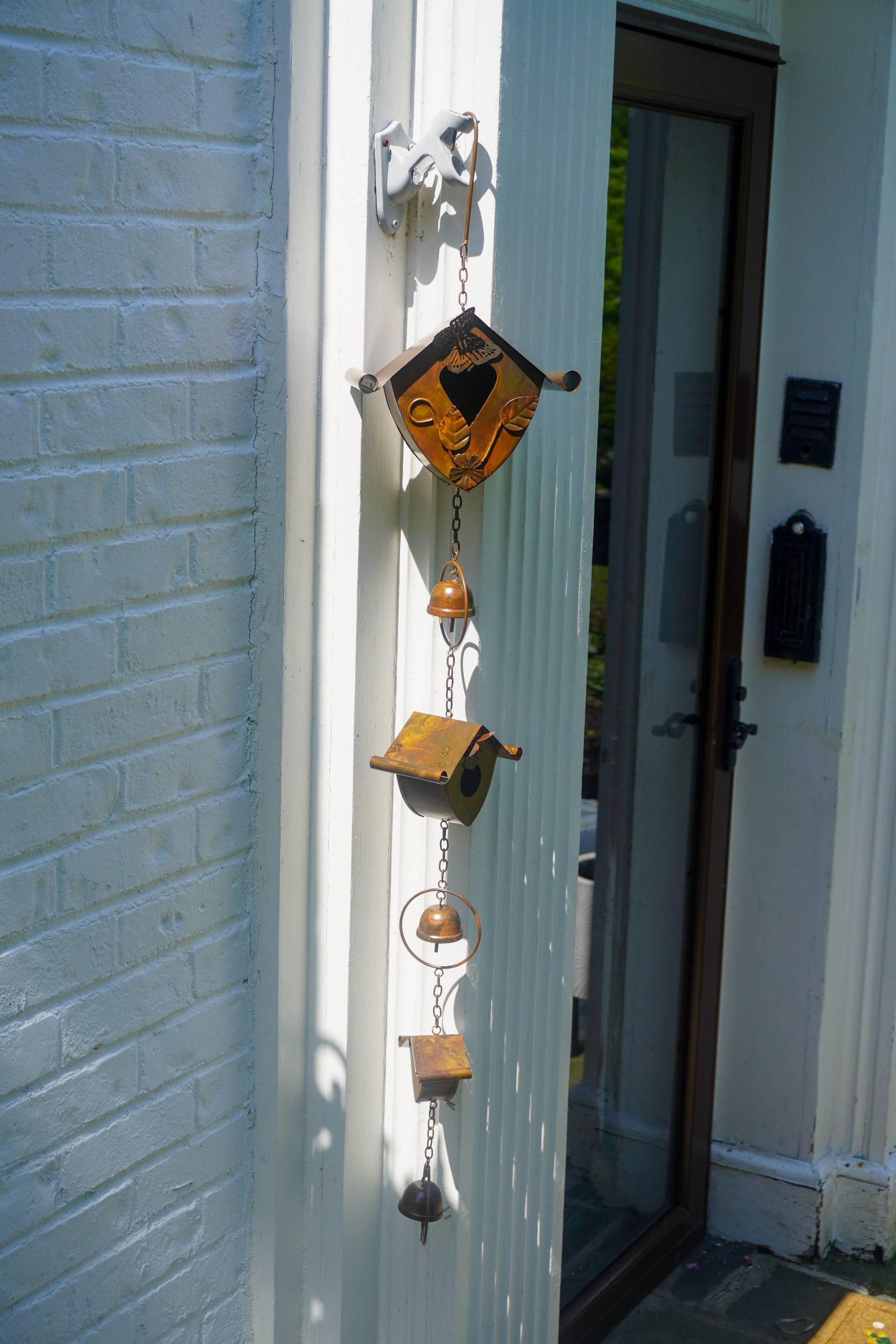 Happy Gardens - Triple Birdhouse and Bells Hanging Ornament