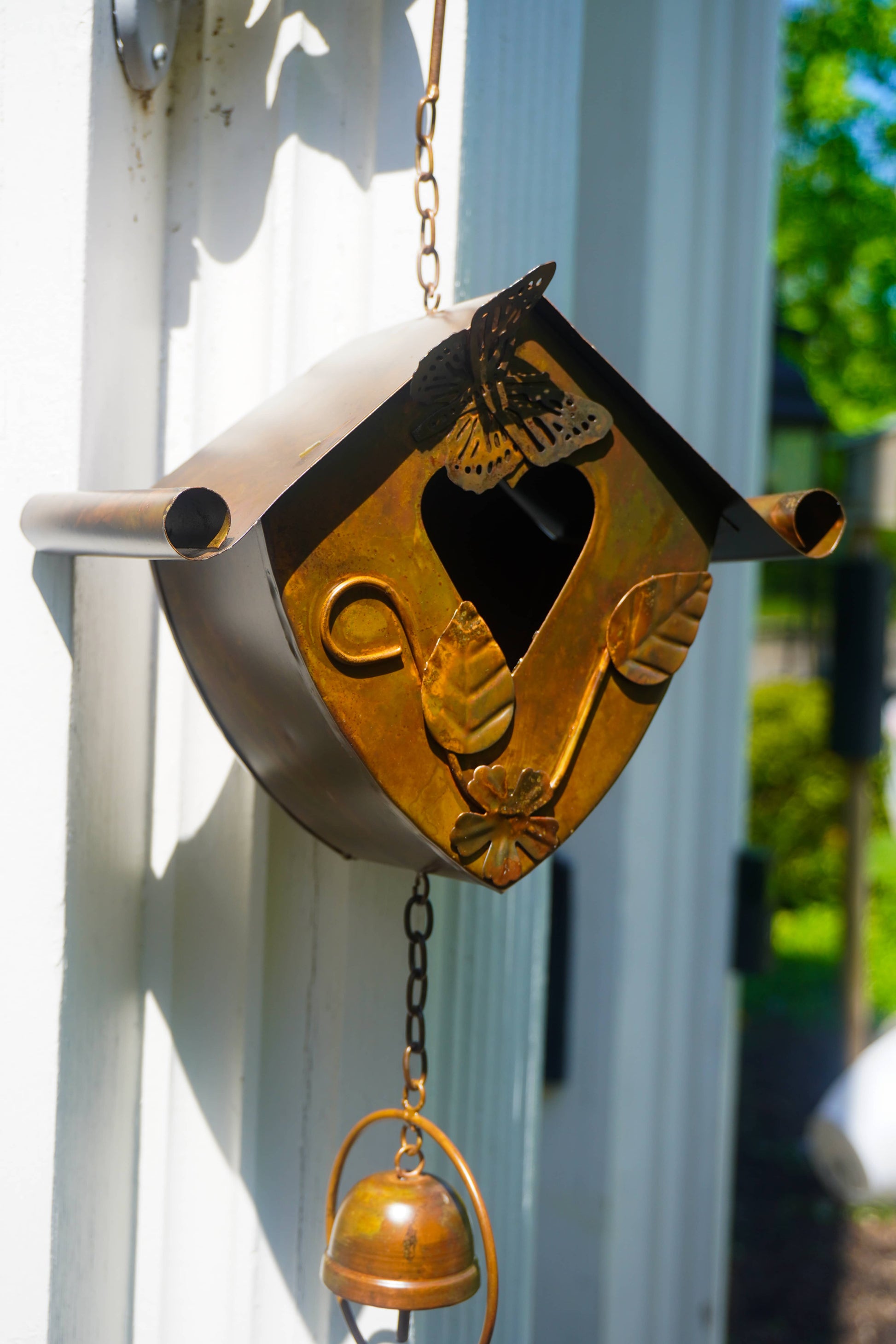 Happy Gardens - Triple Birdhouse and Bells Hanging Ornament