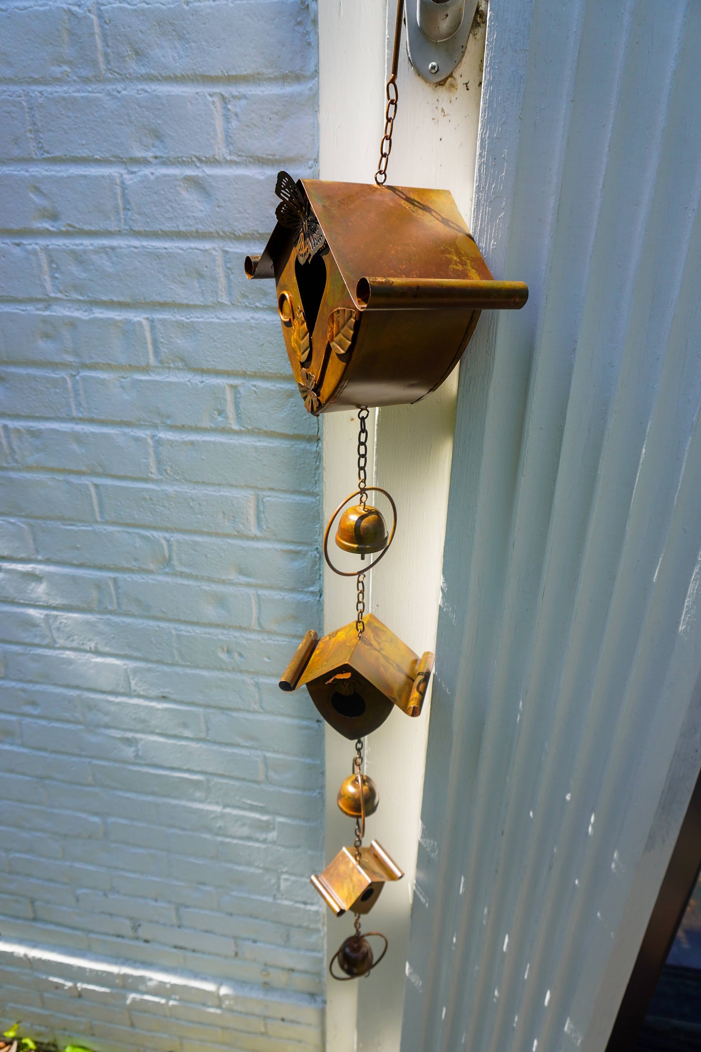 Happy Gardens - Triple Birdhouse and Bells Hanging Ornament
