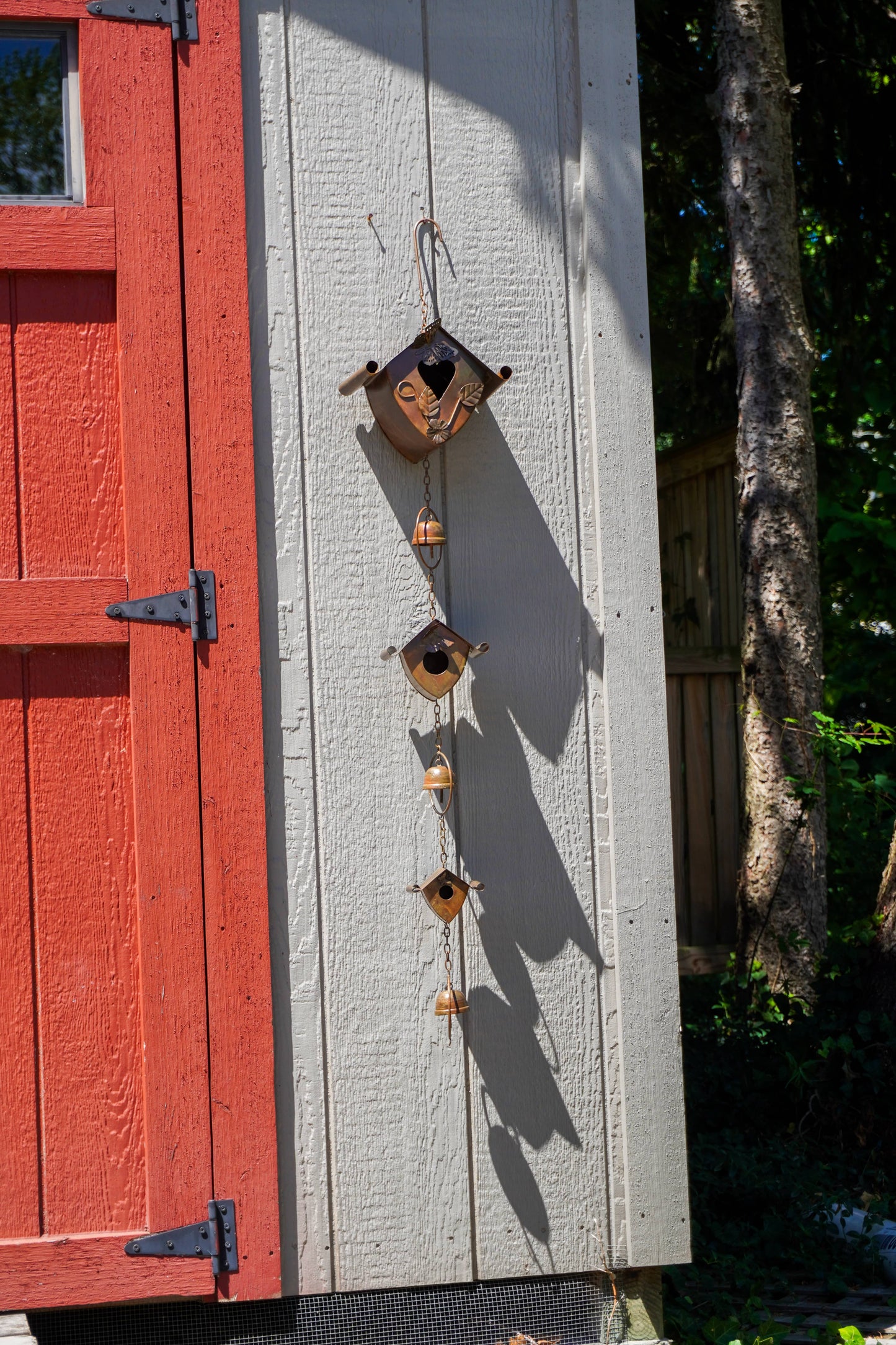 Happy Gardens - Triple Birdhouse and Bells Hanging Ornament