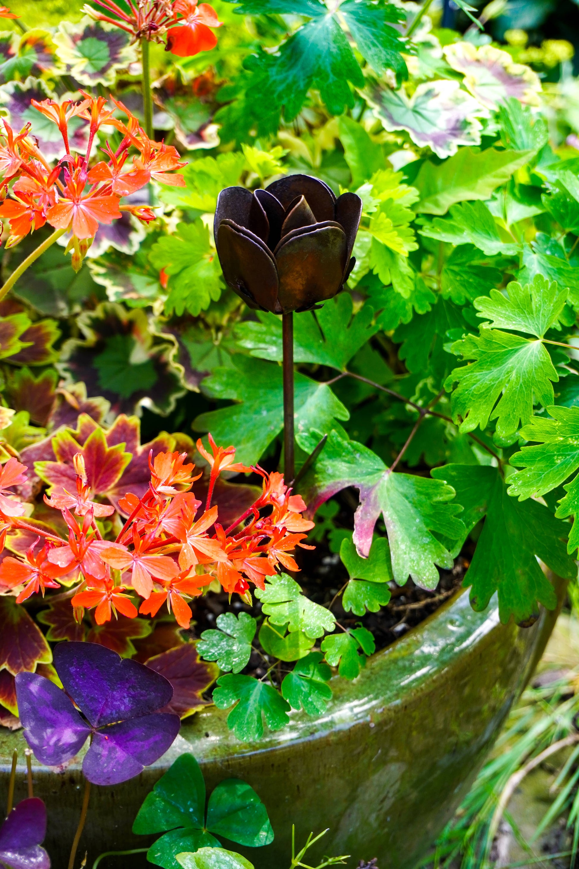 Flamed Rose Plant Pick - Happy Gardens