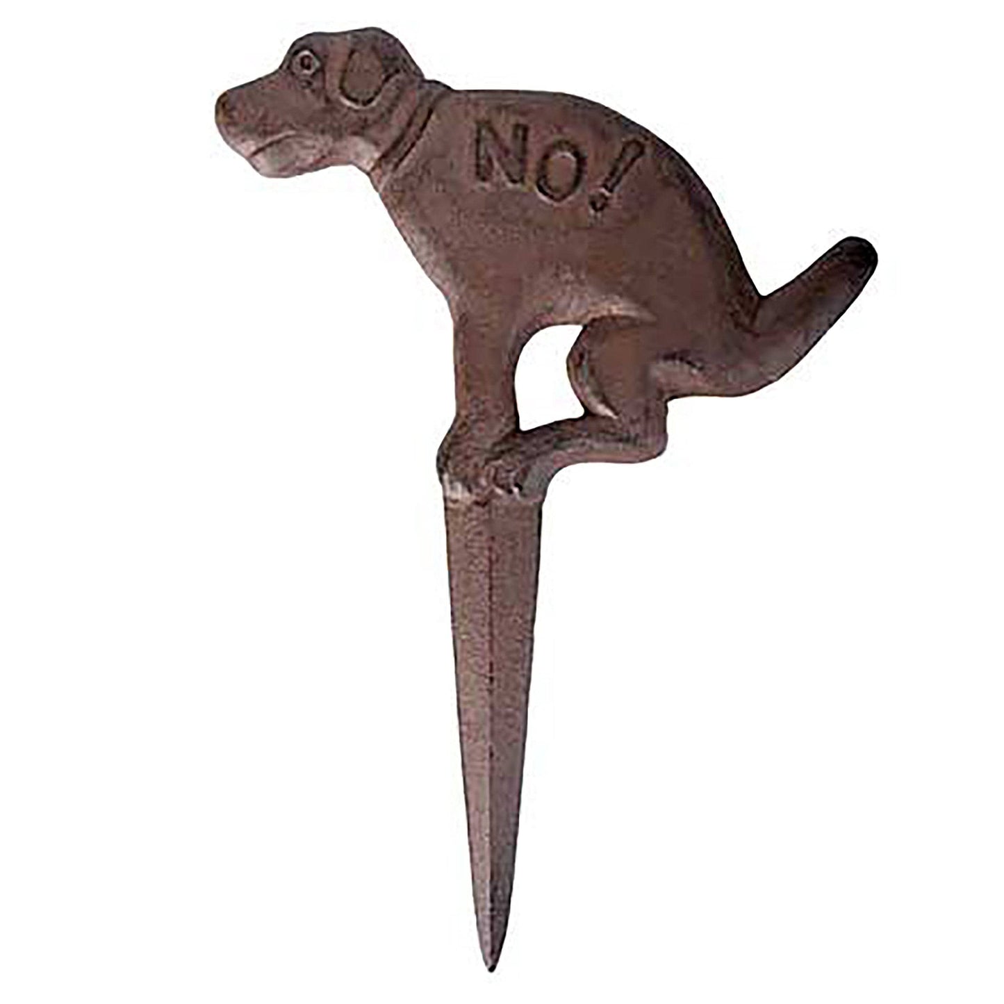 Cast Iron "NO!" Pooping Yard Sign - Brown