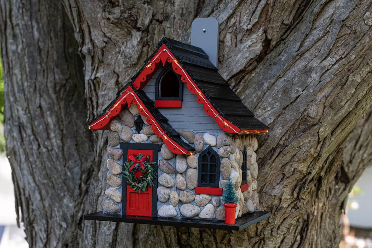 Charlevoix Stone Christmas Cottage with LED lights
