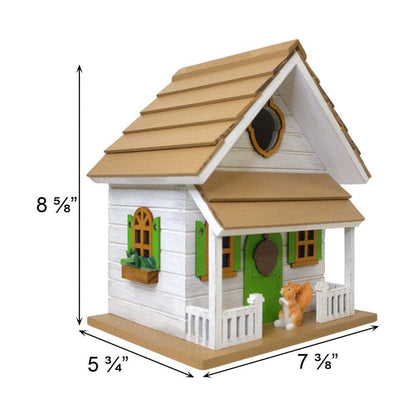 Squirrel Cottage Birdhouse - White