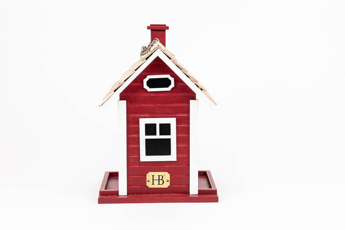 Red Christmas Cottage Bird Feeder