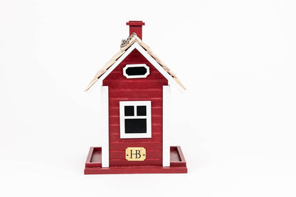 Red Christmas Cottage Bird Feeder