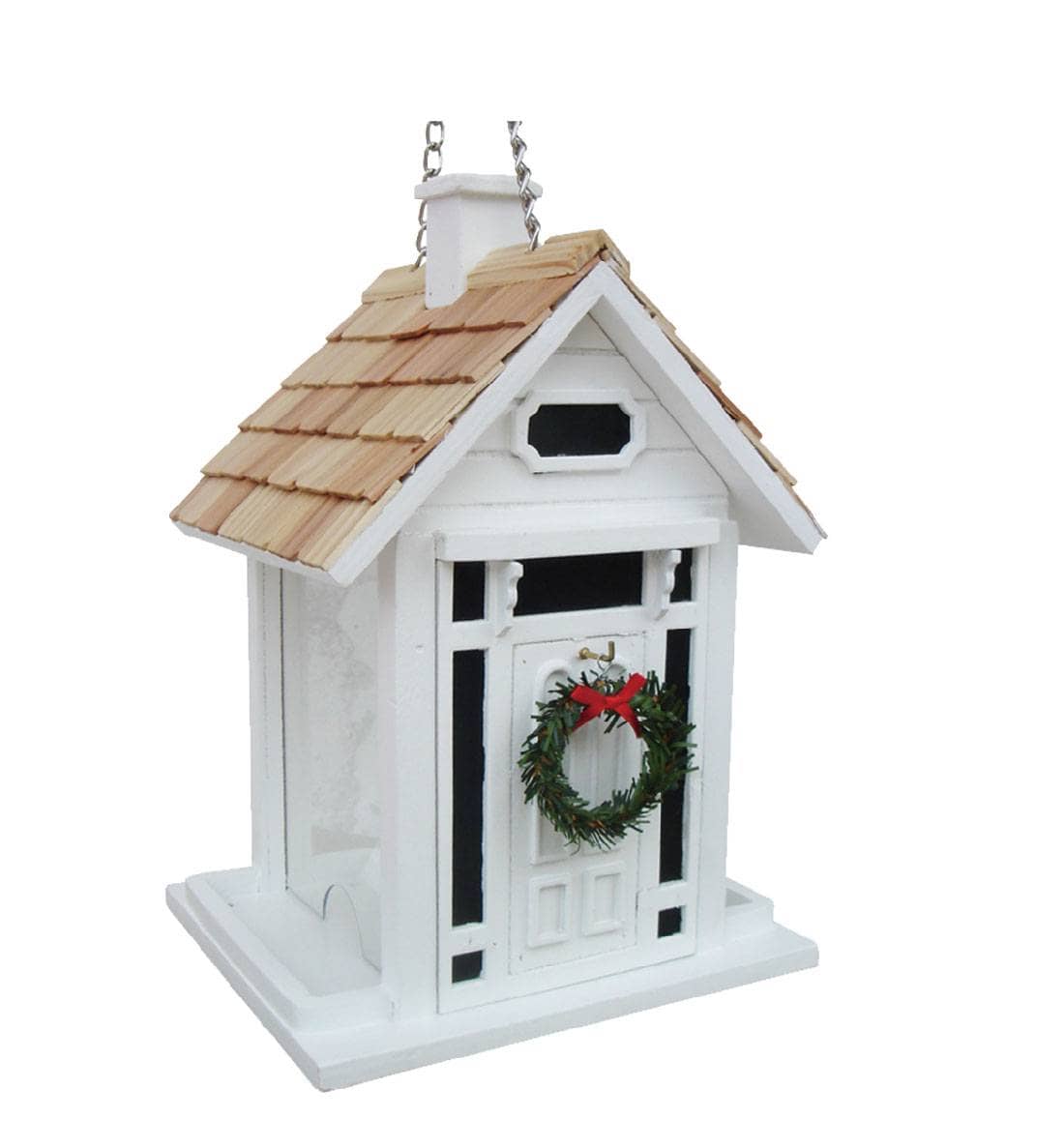 White Christmas Cottage Bird Feeder