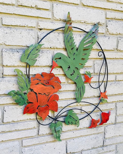 Happy Gardens - Hummingbird and Lily Multicolor Wall Hanging, 16"