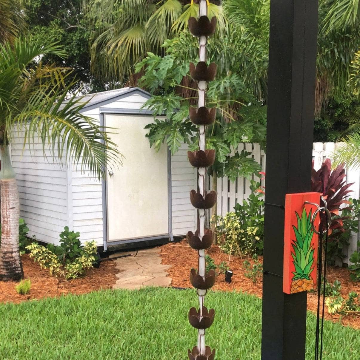 Lily Cup Rain Chain - Flamed