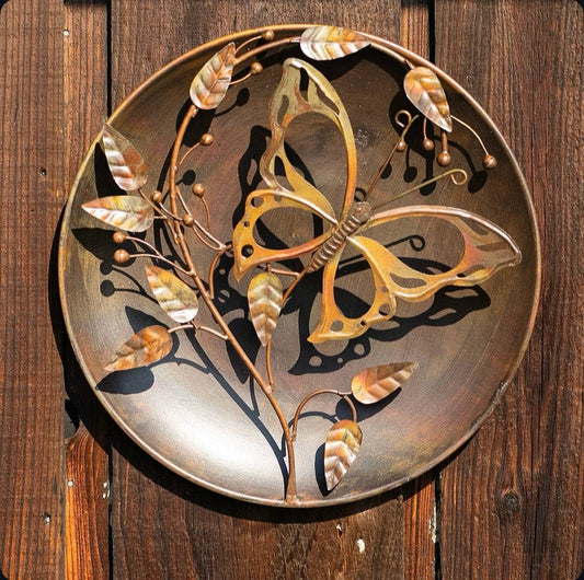 Happy Gardens - Butterfly on Branch Raised Wall Decor Disc