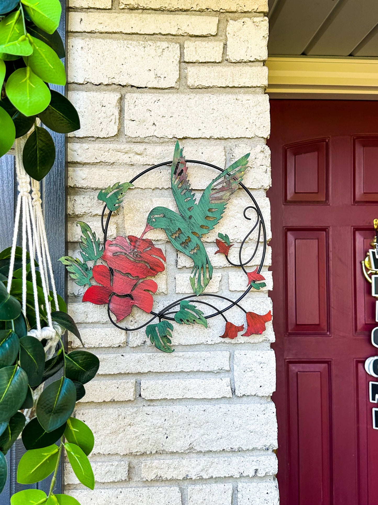 Happy Gardens - Hummingbird and Lily Multicolor Wall Hanging, 16"
