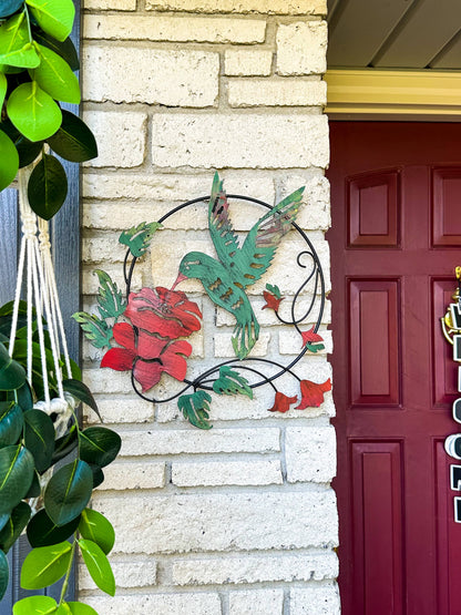 Happy Gardens - Hummingbird and Lily Multicolor Wall Hanging, 16"
