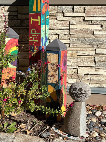 Happy Gardens - Whiskered Cat Garden Statue