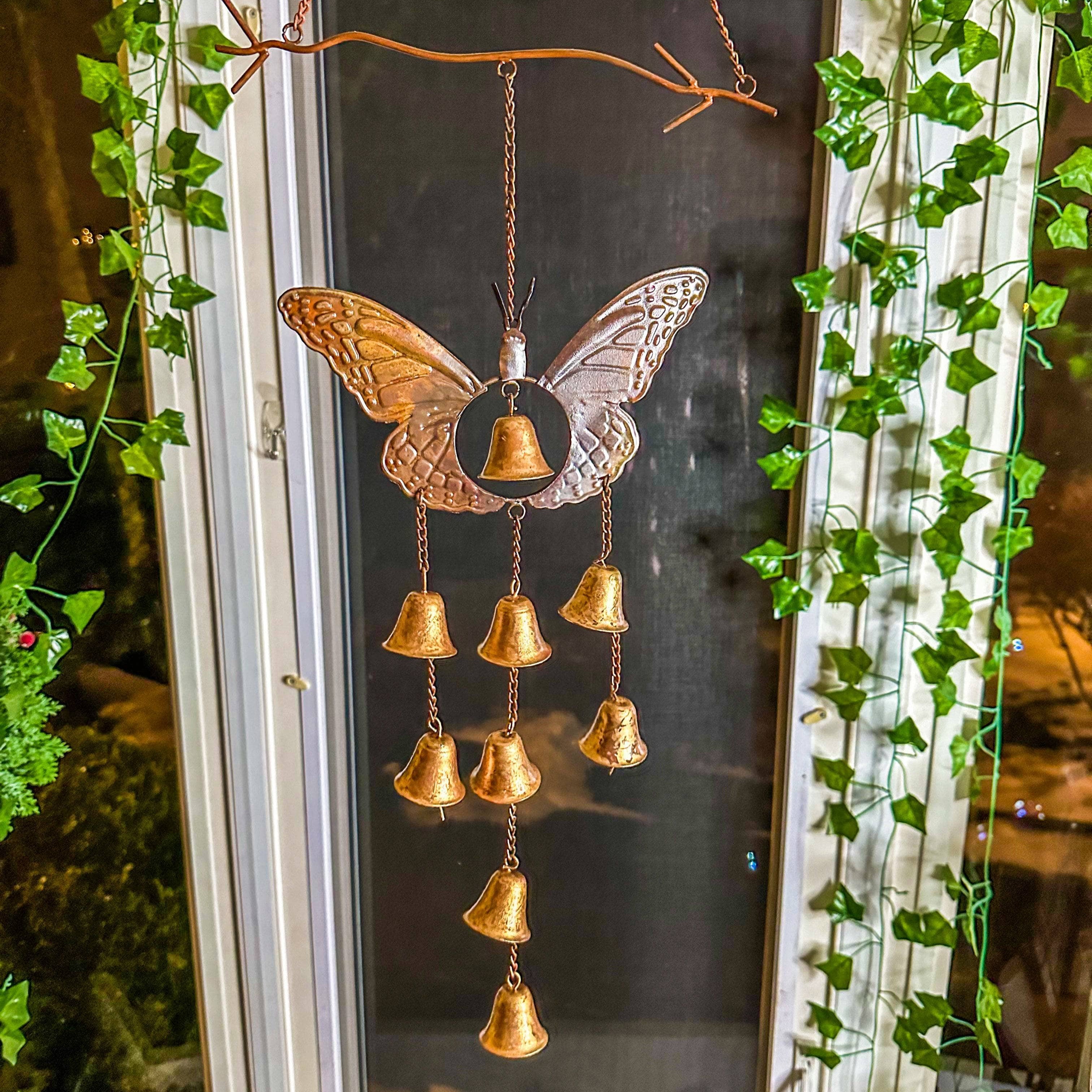 Flamed Butterfly With Bells Wind Chime – Happy Gardens