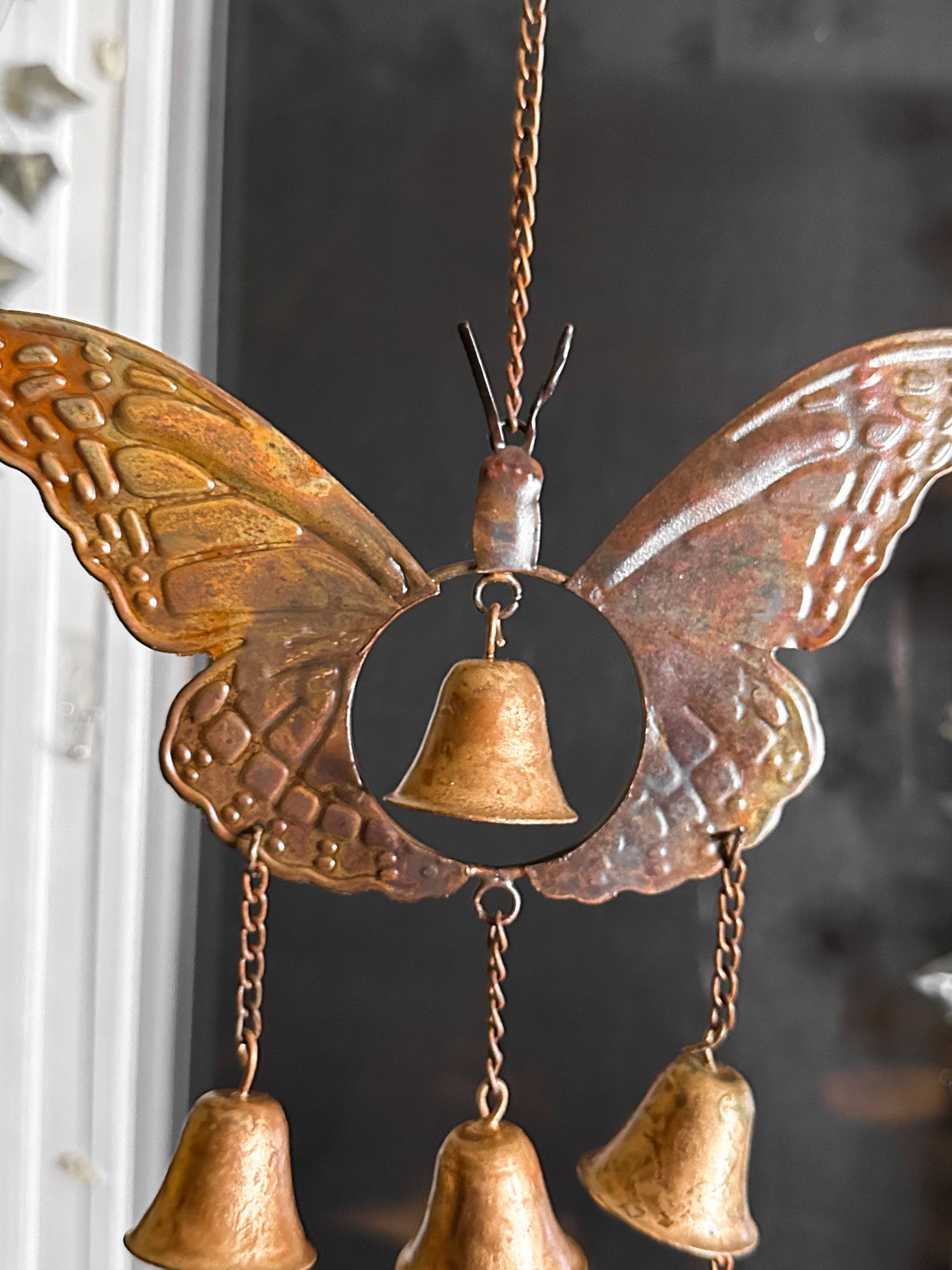 Flamed Butterfly With Bells Wind Chime – Happy Gardens