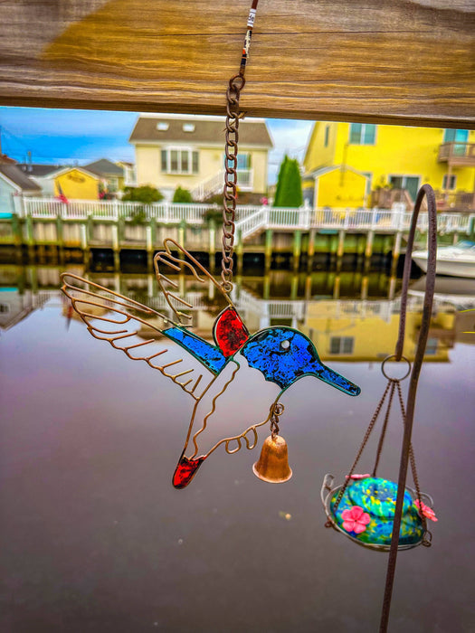 Hummingbird Multicolor Hanging Ornament-Ornaments-Happy Gardens