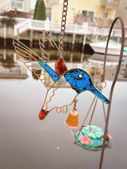 Hummingbird Multicolor Hanging Ornament-Ornaments-Happy Gardens