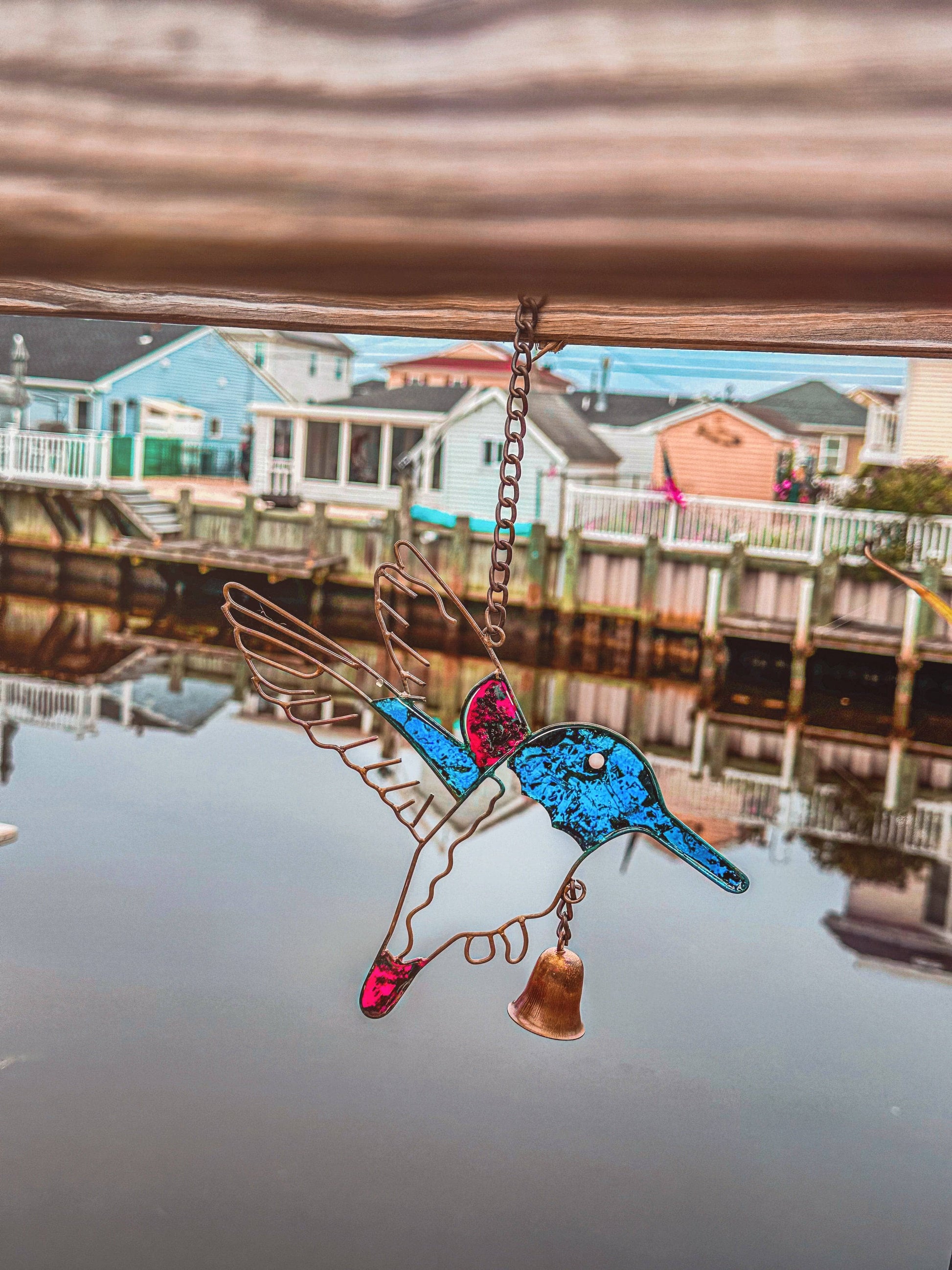 Hummingbird Multicolor Hanging Ornament-Ornaments-Happy Gardens
