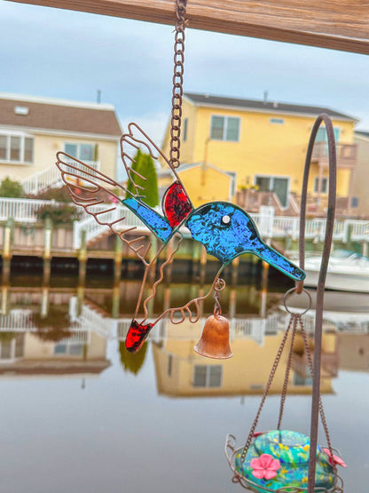 Hummingbird Multicolor Hanging Ornament-Ornaments-Happy Gardens