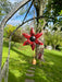 Open Petal Flower Hanging Ornament, Red-Ornaments-Happy Gardens