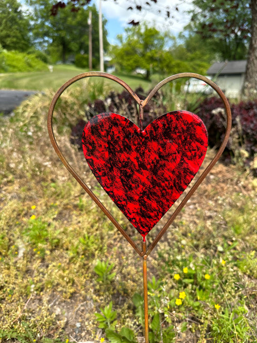 Happy Gardens - Red Heart Disc Garden Stake