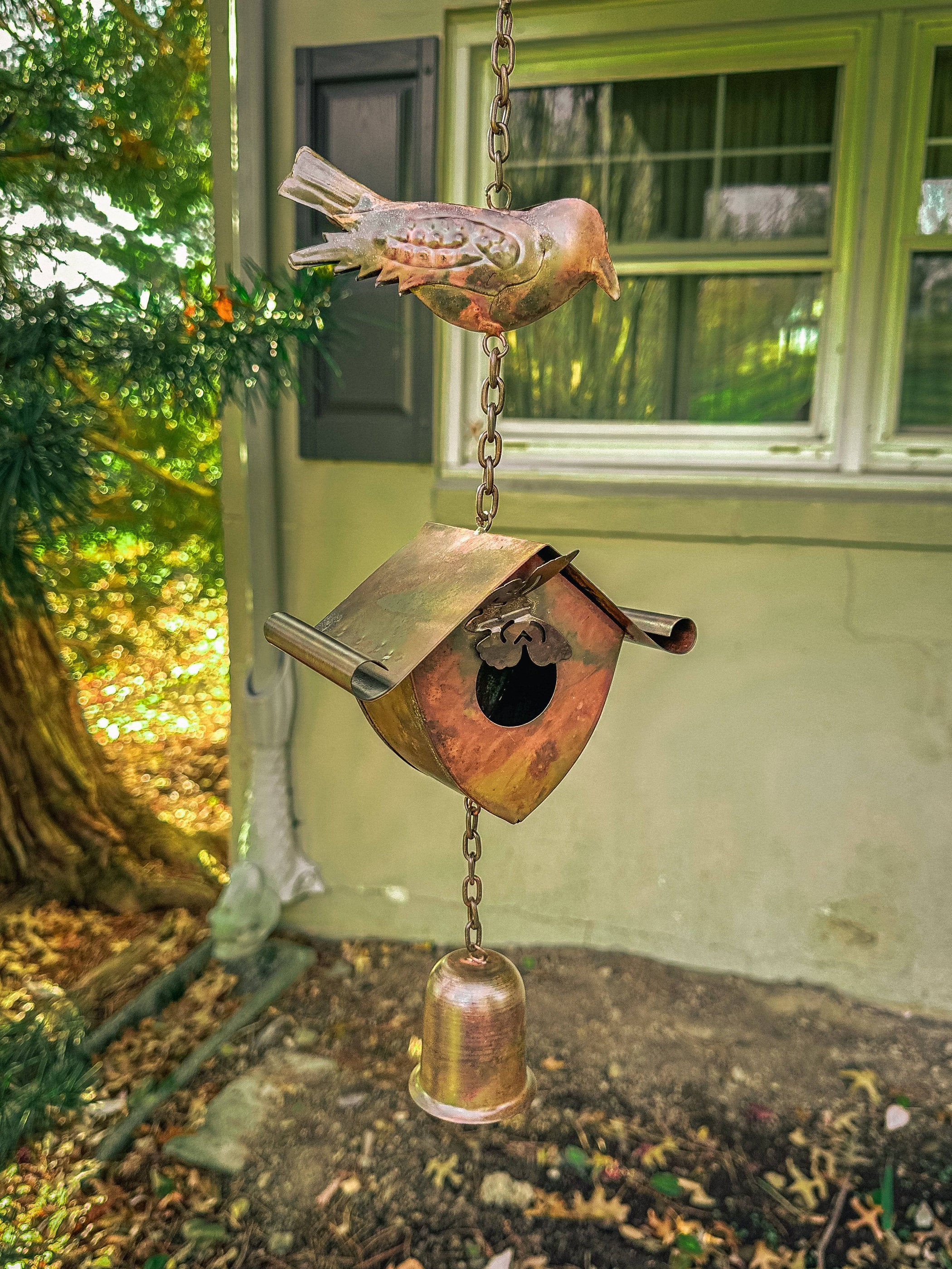 Bird, Birdhouse and Bell Hanging Ornament